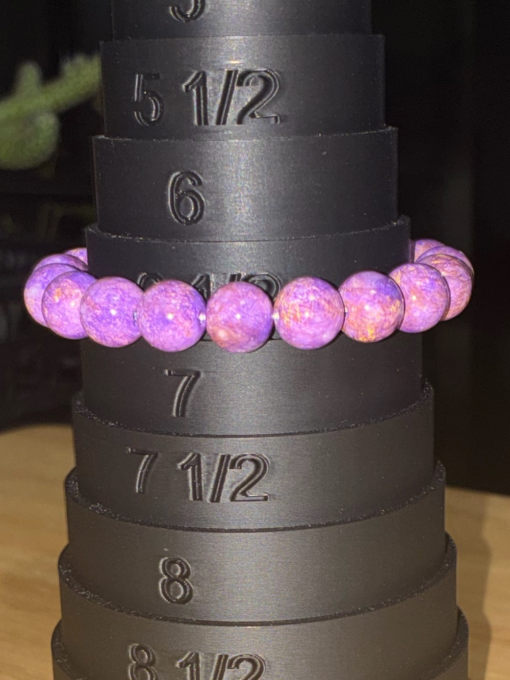 Purple Glass Beaded Stretch Bracelet - handmade